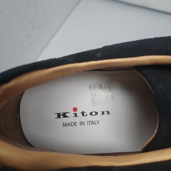 Kiton MENS Suede Low Top Black Sneaker main image 9